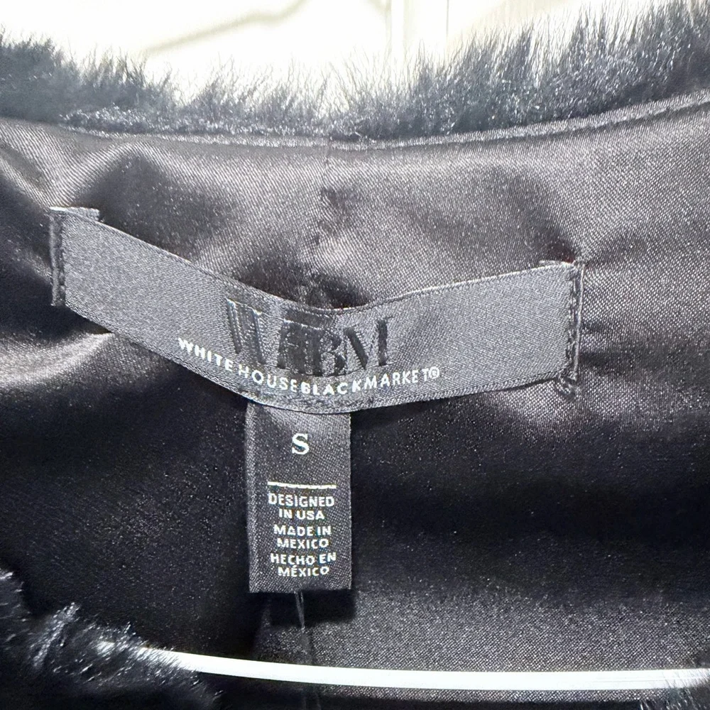 White House Black Market Elegant Black Faux Fur Shrug/ Jacket, Size S, NWT - Picture 2 of 8